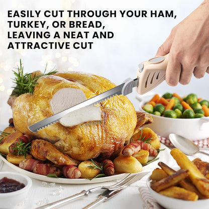 Electric Knife for Meat Slicing, for Homemade Bread, 2 Blades | Electric Carving Knife - Serrated Blades for Meat, Bread, Turkey, Ribs, Fillet, DIY, Ergonomic Handle for Raw & Cooked Food