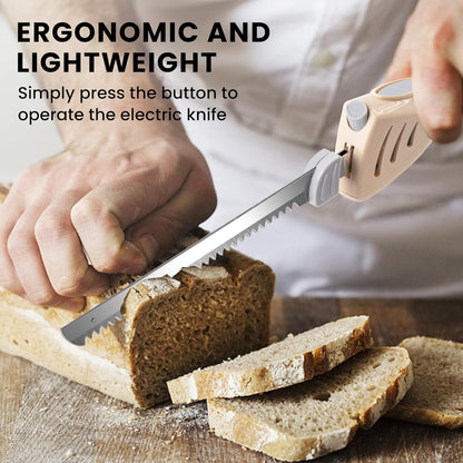 Electric Knife for Meat Slicing, for Homemade Bread, 2 Blades | Electric Carving Knife - Serrated Blades for Meat, Bread, Turkey, Ribs, Fillet, DIY, Ergonomic Handle for Raw & Cooked Food