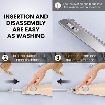 Electric Knife for Meat Slicing, for Homemade Bread, 2 Blades | Electric Carving Knife - Serrated Blades for Meat, Bread, Turkey, Ribs, Fillet, DIY, Ergonomic Handle for Raw & Cooked Food
