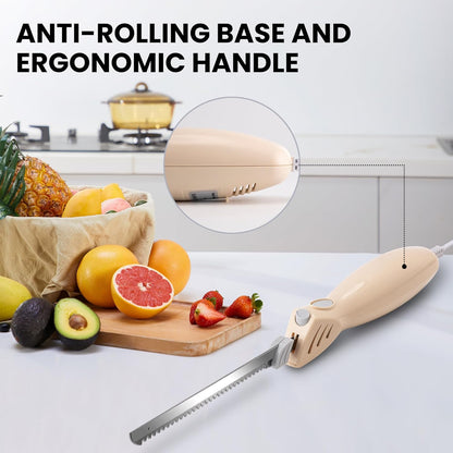 Electric Knife for Meat Slicing, for Homemade Bread, 2 Blades | Electric Carving Knife - Serrated Blades for Meat, Bread, Turkey, Ribs, Fillet, DIY, Ergonomic Handle for Raw & Cooked Food