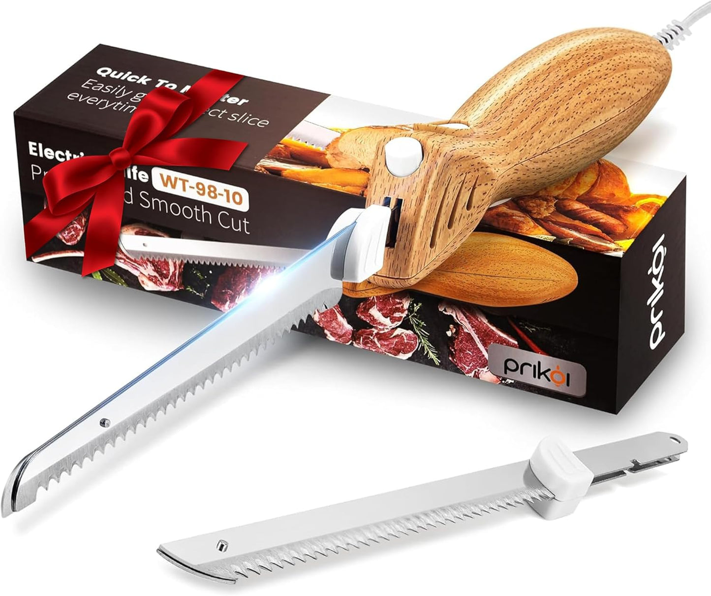 Electric Knife for Meat Slicing, for Homemade Bread, 2 Blades | Electric Carving Knife - Serrated Blades for Meat, Bread, Turkey, Ribs, Fillet, DIY, Ergonomic Handle for Raw & Cooked Food