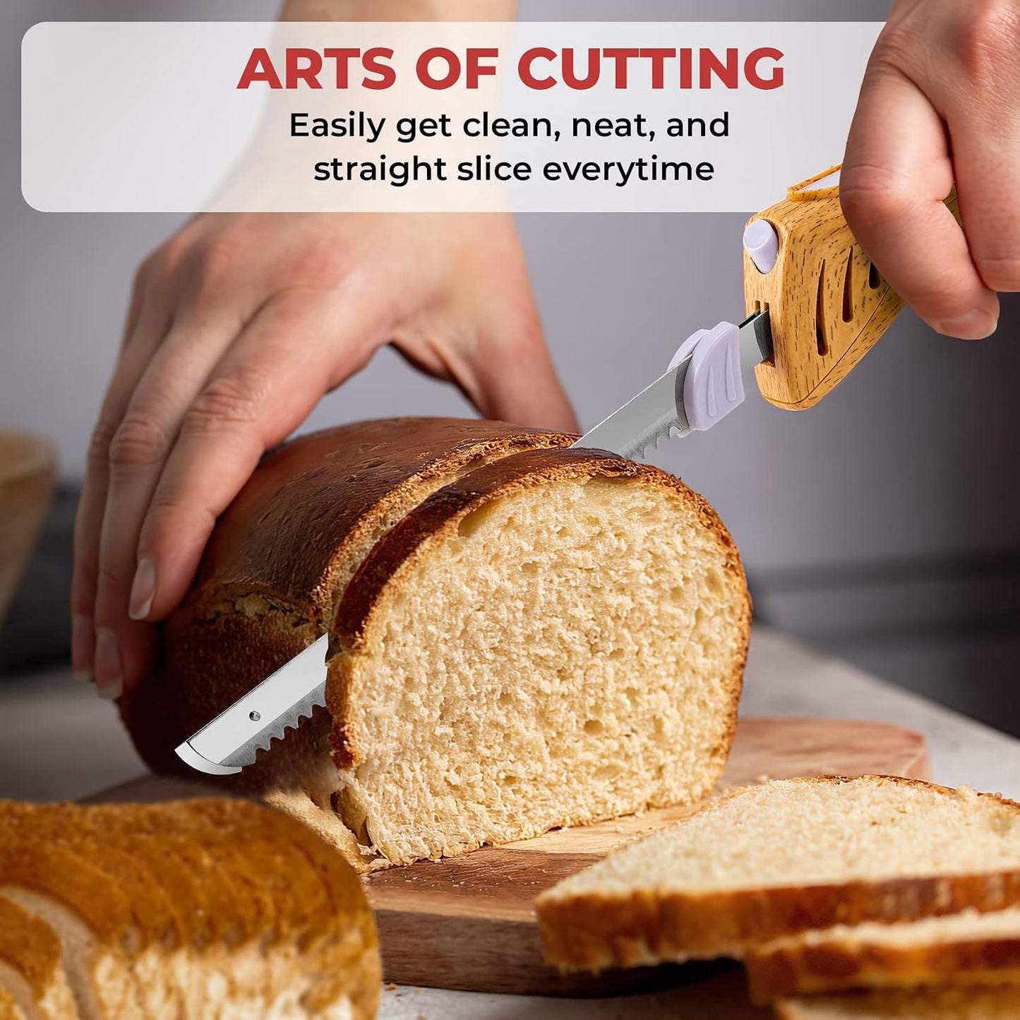 Electric Knife for Meat Slicing, for Homemade Bread, 2 Blades | Electric Carving Knife - Serrated Blades for Meat, Bread, Turkey, Ribs, Fillet, DIY, Ergonomic Handle for Raw & Cooked Food