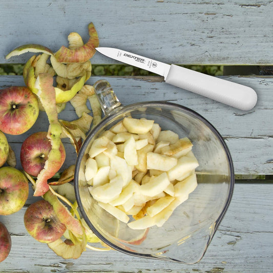 Sani-Safe 3-Pack of 3¼" Paring Knives, Slip-Resistant White Handles, Durable DEXSTEEL Blades – Ideal for Precise Peeling & Carving Fruits and Vegetables, NSF Certified