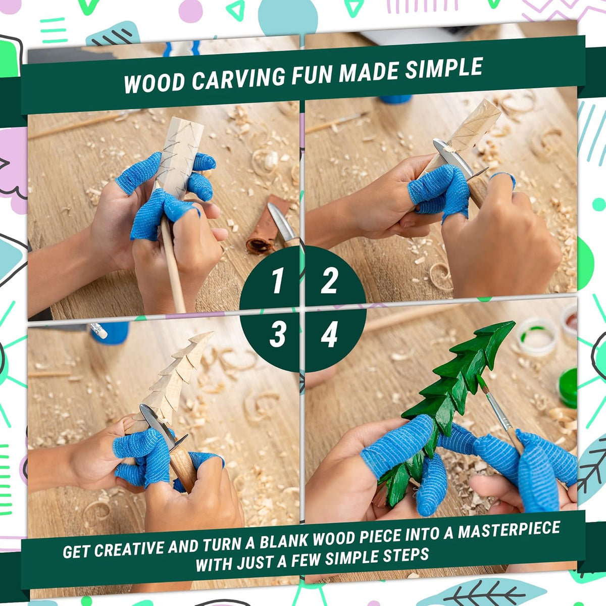 Wood Carving Kit for Kids & Beginner DIY08 - Wood Whittling Kit for Kids 14+ Woodworking Starter Hobby Kits for Boys Wood Crafts Projects DIY Gifts, Carving Set Whittling Knife & Basswood