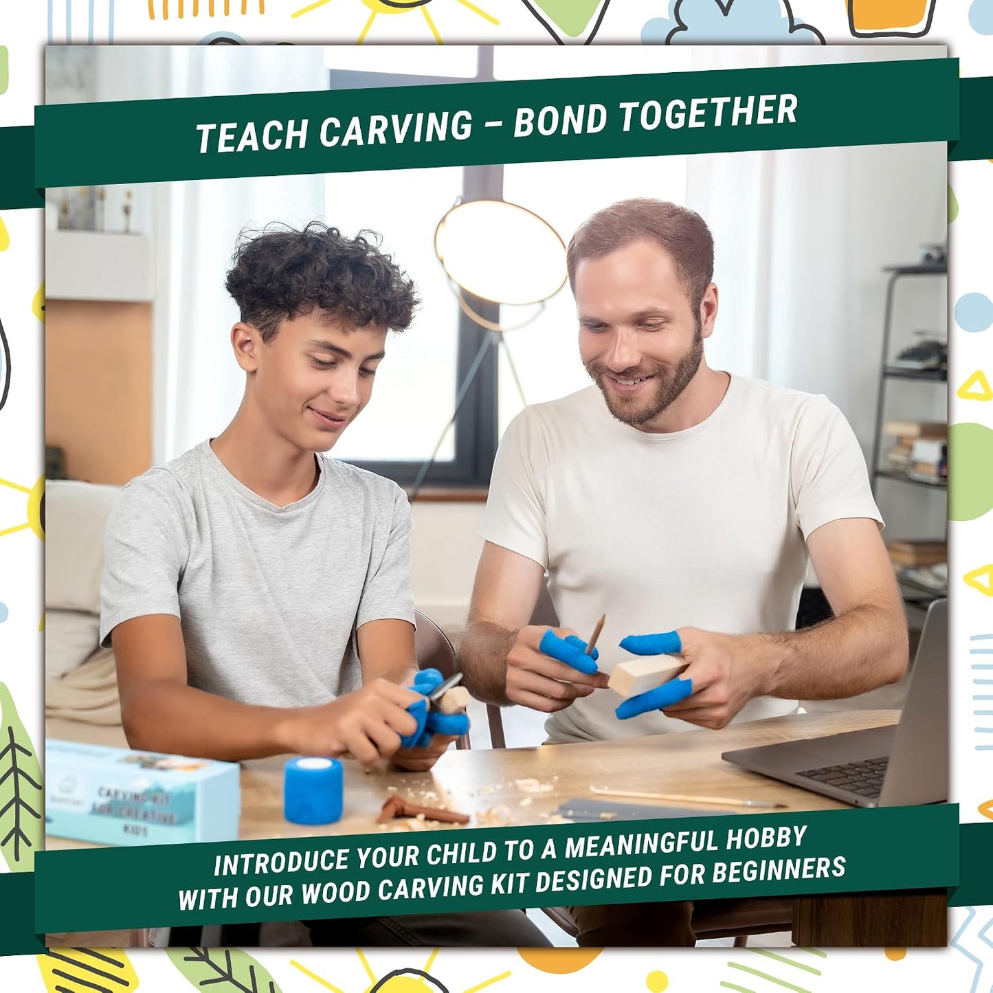 Wood Carving Kit for Kids & Beginner DIY08 - Wood Whittling Kit for Kids 14+ Woodworking Starter Hobby Kits for Boys Wood Crafts Projects DIY Gifts, Carving Set Whittling Knife & Basswood