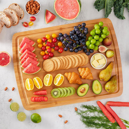 30"x20" Extra Large Bamboo Cutting Board for Kitchen, Stove Top Cover | Deep Juice Grooves, Pre-Oiled Finish, Lightweight Construction, Ideal for Daily Food Prep, Carving, Serving & Kitchen Tasks
