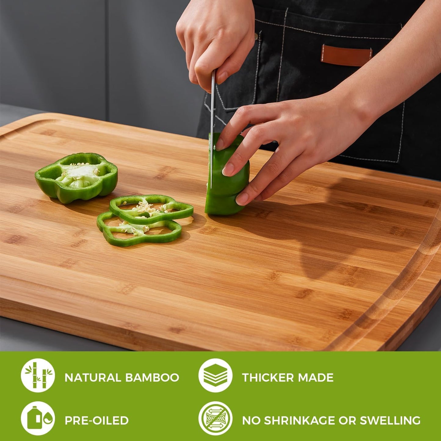 30"x20" Extra Large Bamboo Cutting Board for Kitchen, Stove Top Cover | Deep Juice Grooves, Pre-Oiled Finish, Lightweight Construction, Ideal for Daily Food Prep, Carving, Serving & Kitchen Tasks