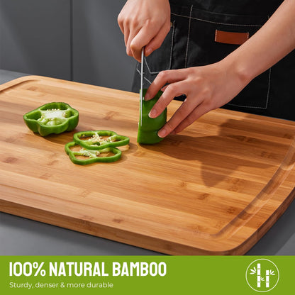 30"x20" Extra Large Bamboo Cutting Board for Kitchen, Stove Top Cover | Deep Juice Grooves, Pre-Oiled Finish, Lightweight Construction, Ideal for Daily Food Prep, Carving, Serving & Kitchen Tasks