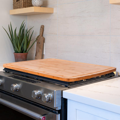 30"x20" Extra Large Bamboo Cutting Board for Kitchen, Stove Top Cover | Deep Juice Grooves, Pre-Oiled Finish, Lightweight Construction, Ideal for Daily Food Prep, Carving, Serving & Kitchen Tasks