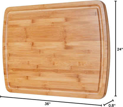 30"x20" Extra Large Bamboo Cutting Board for Kitchen, Stove Top Cover | Deep Juice Grooves, Pre-Oiled Finish, Lightweight Construction, Ideal for Daily Food Prep, Carving, Serving & Kitchen Tasks