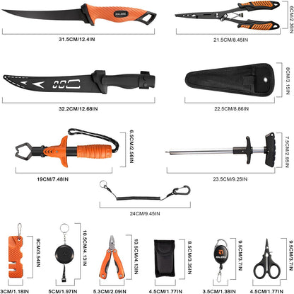 Fillet Knife Set for Beginner, Fishing Pliers Precisely, Fish Measuring Tape, Non Slip Grip Fishing Knife, Saltwater Fishing Accessories, Great Value Fishing Tackle