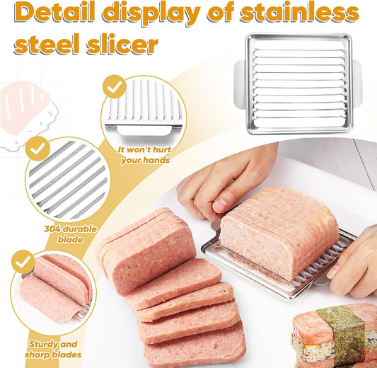 Luncheon Meat Slicer, 304 Stainless Steel Cutter for SPAM, 10 Slices，Solid and Durable