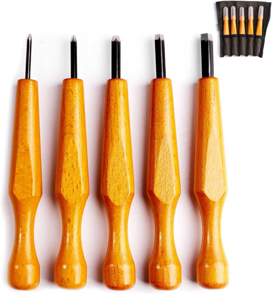 5Pcs V-Sharp Wood Carving Knife | V-Sharp Edge Detail Carving Knife, For Printmaking, Linocut, Whittling & Woodworking, Professional & Beginner Carving Kit