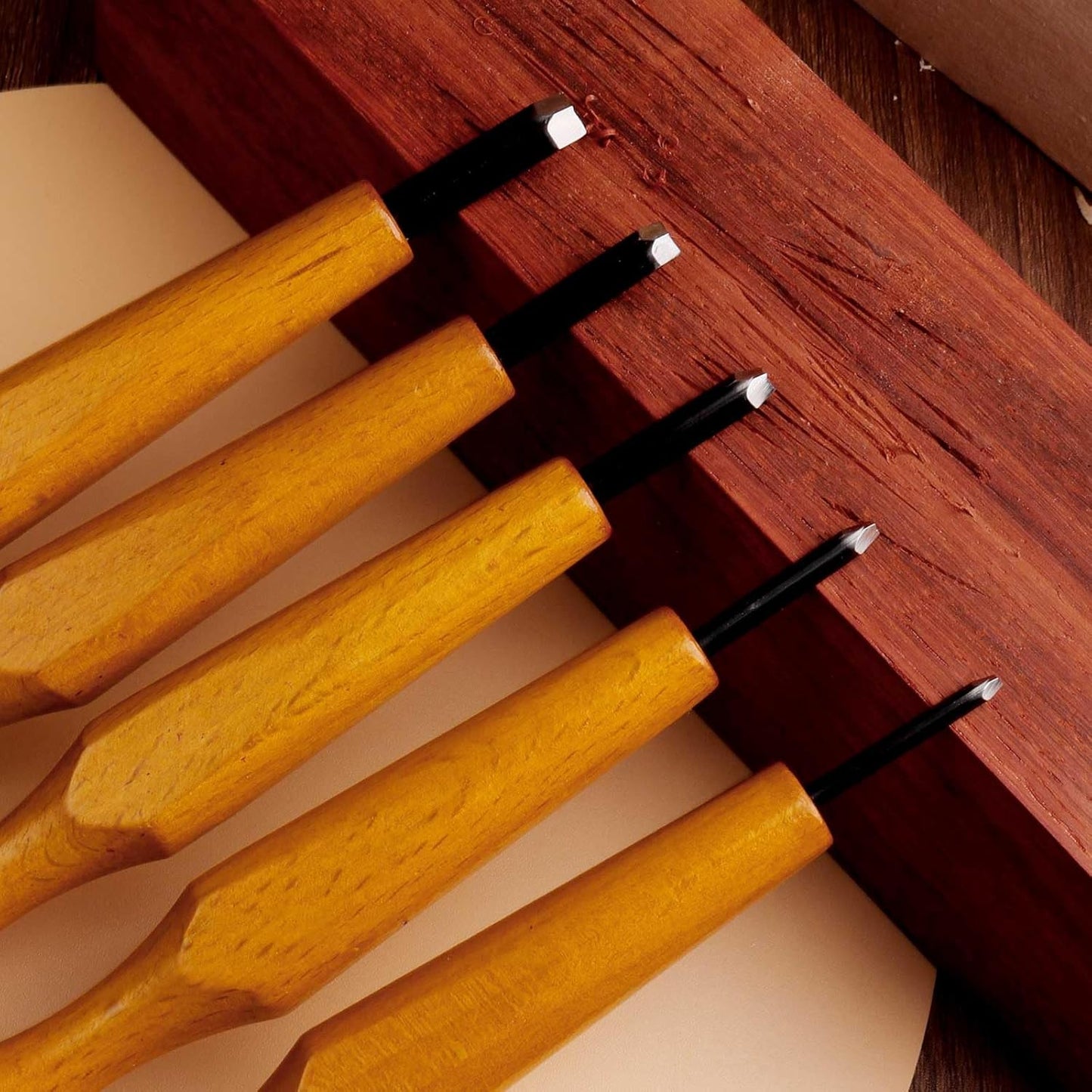 5Pcs V-Sharp Wood Carving Knife | V-Sharp Edge Detail Carving Knife, For Printmaking, Linocut, Whittling & Woodworking, Professional & Beginner Carving Kit