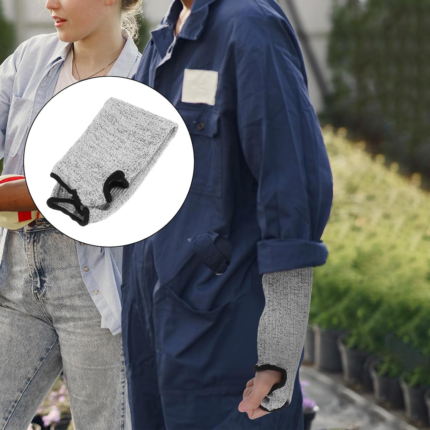 Cut Resistant Protective Sleeves Level 5 with Thumb Hole 40cm Arm Guards for Gardening, Welding, Cooking, and Pet Grooming Forearm Protection