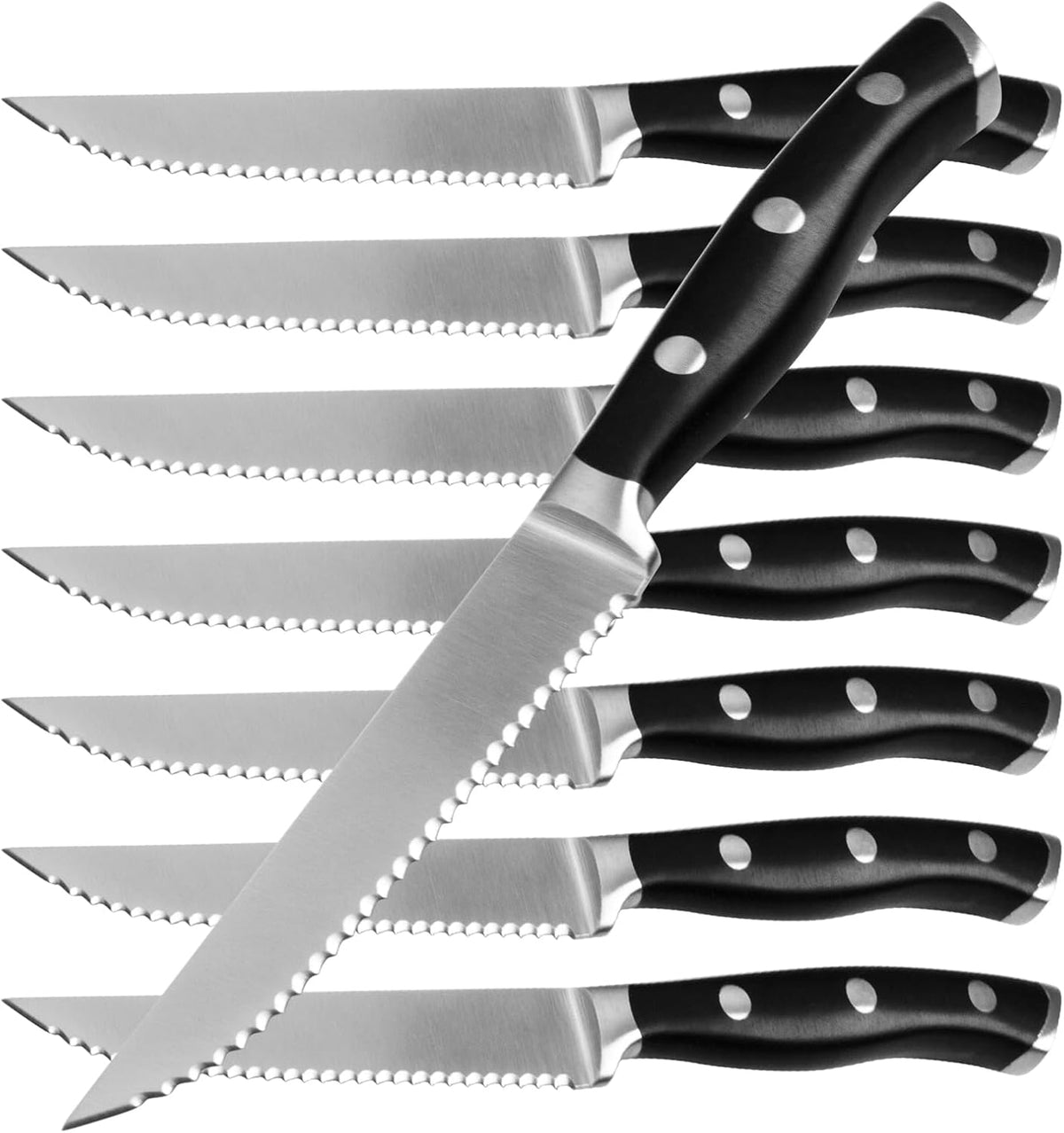 6-Piece Steak Knives Set with Block, 4.7 Inch with Serrated Edge Razor-Sharp Dinner Knives, Full-Tang Construction