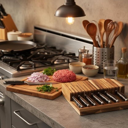 6-Piece Steak Knives Set with Block, 4.7 Inch with Serrated Edge Razor-Sharp Dinner Knives, Full-Tang Construction