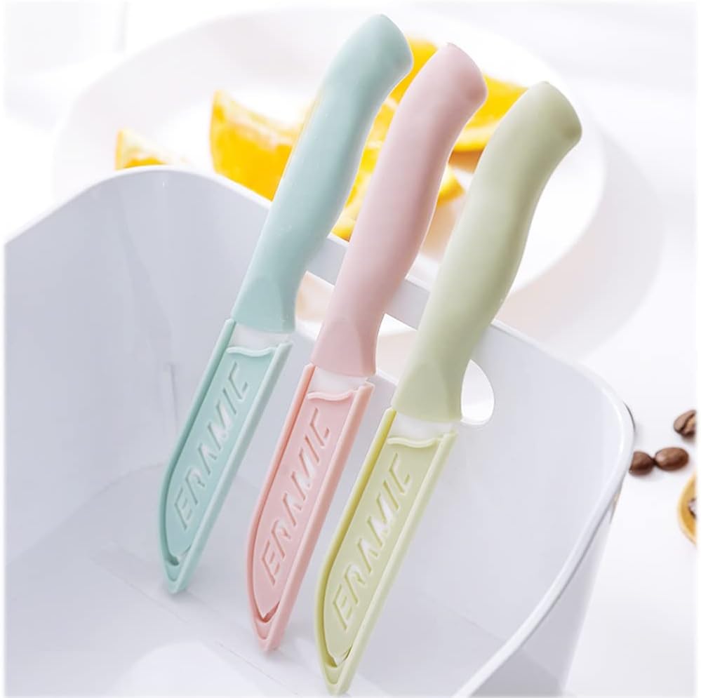 6 Pack Ceramic Paring Knife with Knife Cover, Lightweight Ceramic Knives, Fruit and Vegetable Small Knife (Mix)
