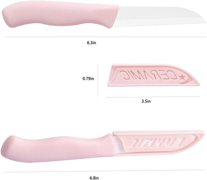 6 Pack Ceramic Paring Knife with Knife Cover, Lightweight Ceramic Knives, Fruit and Vegetable Small Knife (Mix)