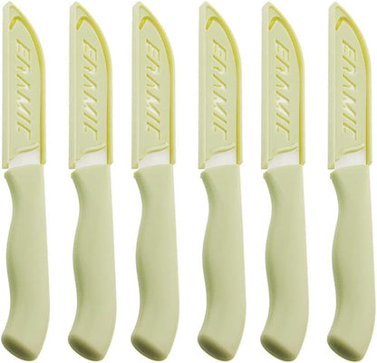 6 Pack Ceramic Paring Knife with Knife Cover, Lightweight Ceramic Knives, Fruit and Vegetable Small Knife (Mix)