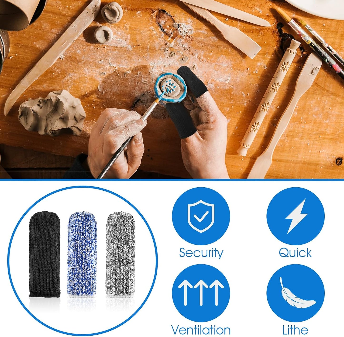 24Pcs Finger Cots Cut Resistant Finger Protectors Thumb Protector Finger Gloves Finger Sleeve Protectors for Garden, Kitchen, Work, Sculpture
