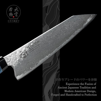 Japanese Gyutou 210mm Profession Santoku Handcrafted 8 inch Chef Knife Handmade Forged Knife Japan SG2 Powder Steel with Blue Wood Handle