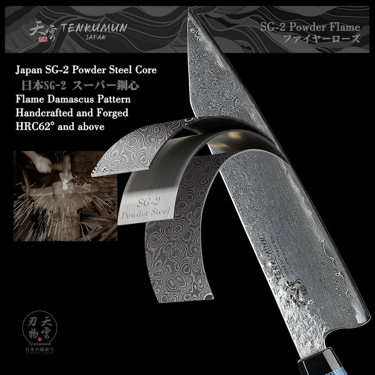 Japanese Gyutou 210mm Profession Santoku Handcrafted 8 inch Chef Knife Handmade Forged Knife Japan SG2 Powder Steel with Blue Wood Handle