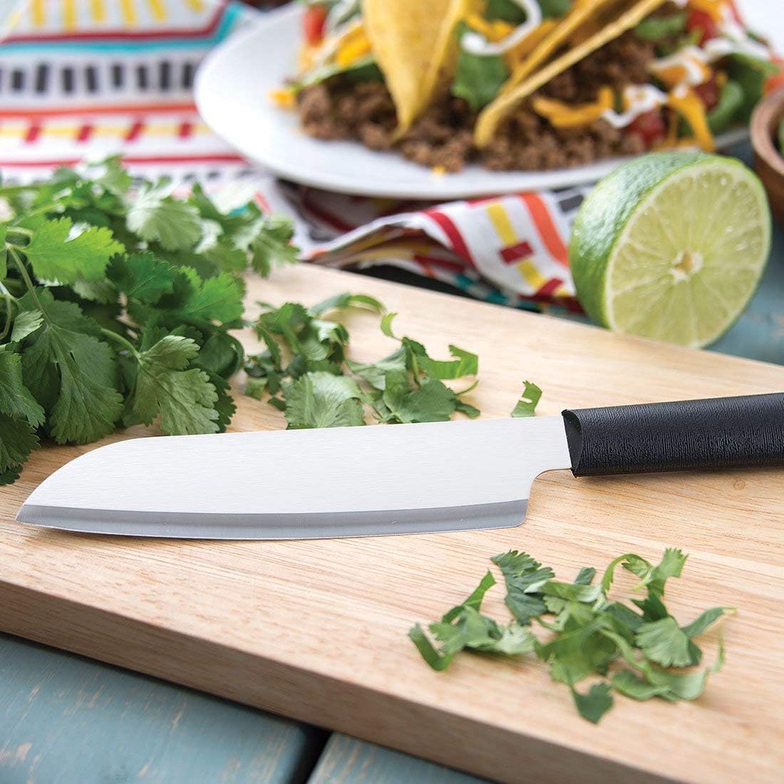 Essential Oak Block Set (G258), 8-Piece Block Knife Set, Stainless Steel Blades, Black Handle
