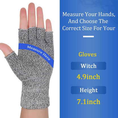 2 Pair Fingerless Cut Resistant Gloves Kitchen Cutting Glove Food Grade Gloves for Chef Mandolin Slicing(Grey and Black)