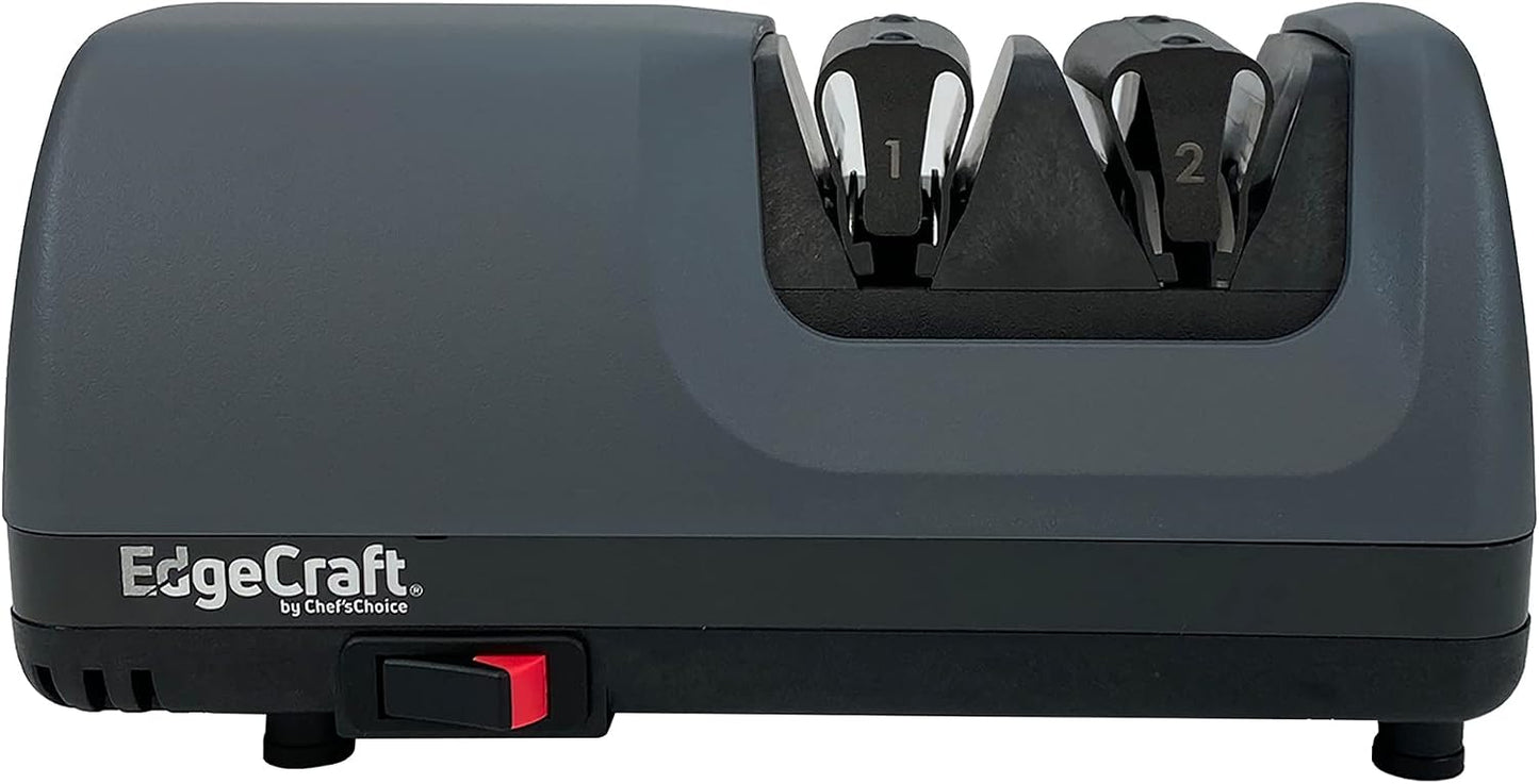 E120 Electric Knife Sharpeners for 20-Degree Straight and Serrated Knives Diamond Abrasives Precision Angle Control, 3-Stage, Gray