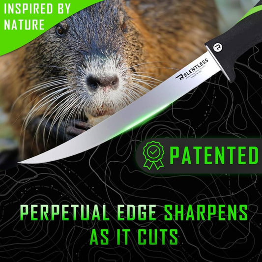 Knives - True Self Sharpening Knife - Fillet Knife Fishing, with Curved Never Rust Blade and Perpetual Edge Sharpening Technology - 9 Inch