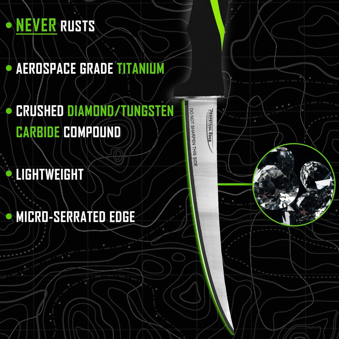 Knives - True Self Sharpening Knife - Fillet Knife Fishing, with Curved Never Rust Blade and Perpetual Edge Sharpening Technology - 9 Inch