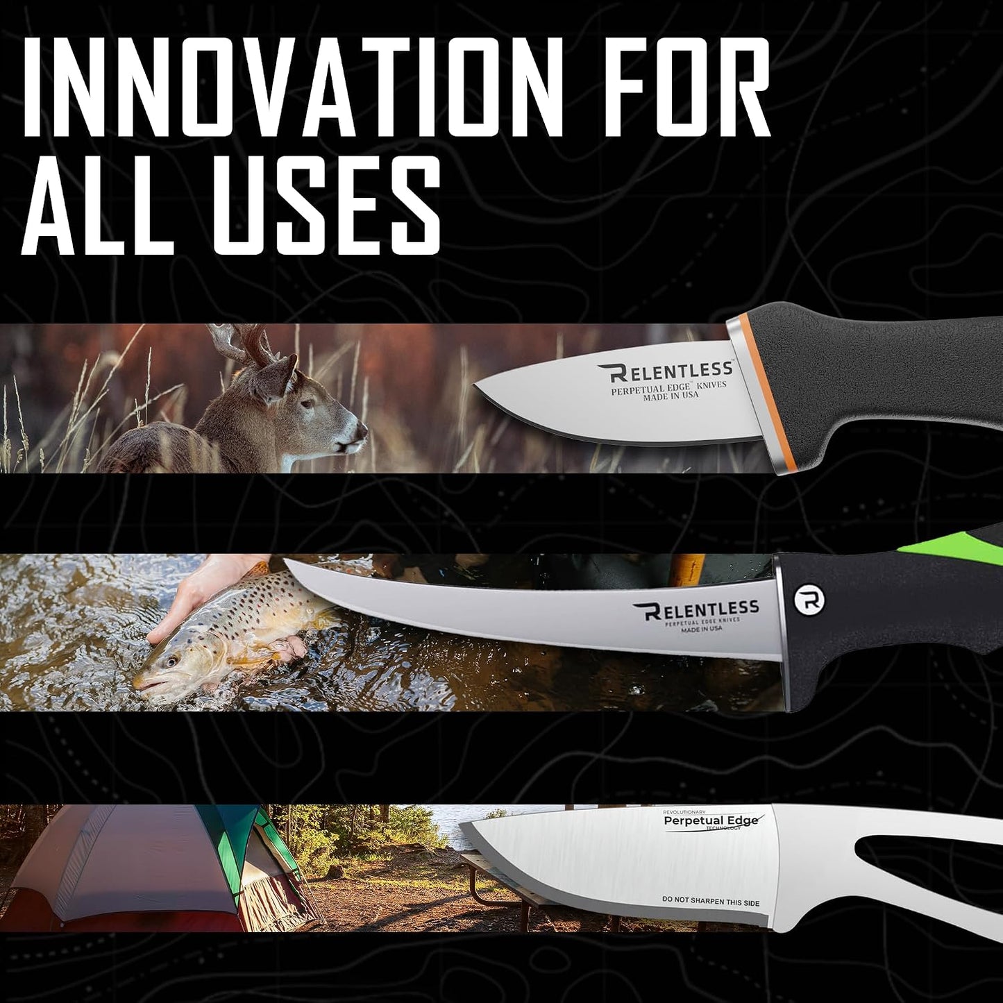 Knives - True Self Sharpening Knife - Fillet Knife Fishing, with Curved Never Rust Blade and Perpetual Edge Sharpening Technology - 9 Inch