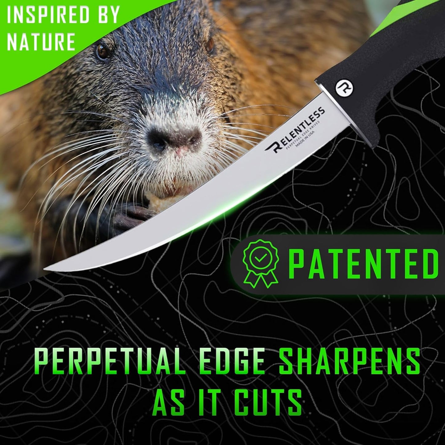 Knives - True Self Sharpening Knife - Fillet Knife Fishing, with Curved Never Rust Blade and Perpetual Edge Sharpening Technology - 9 Inch