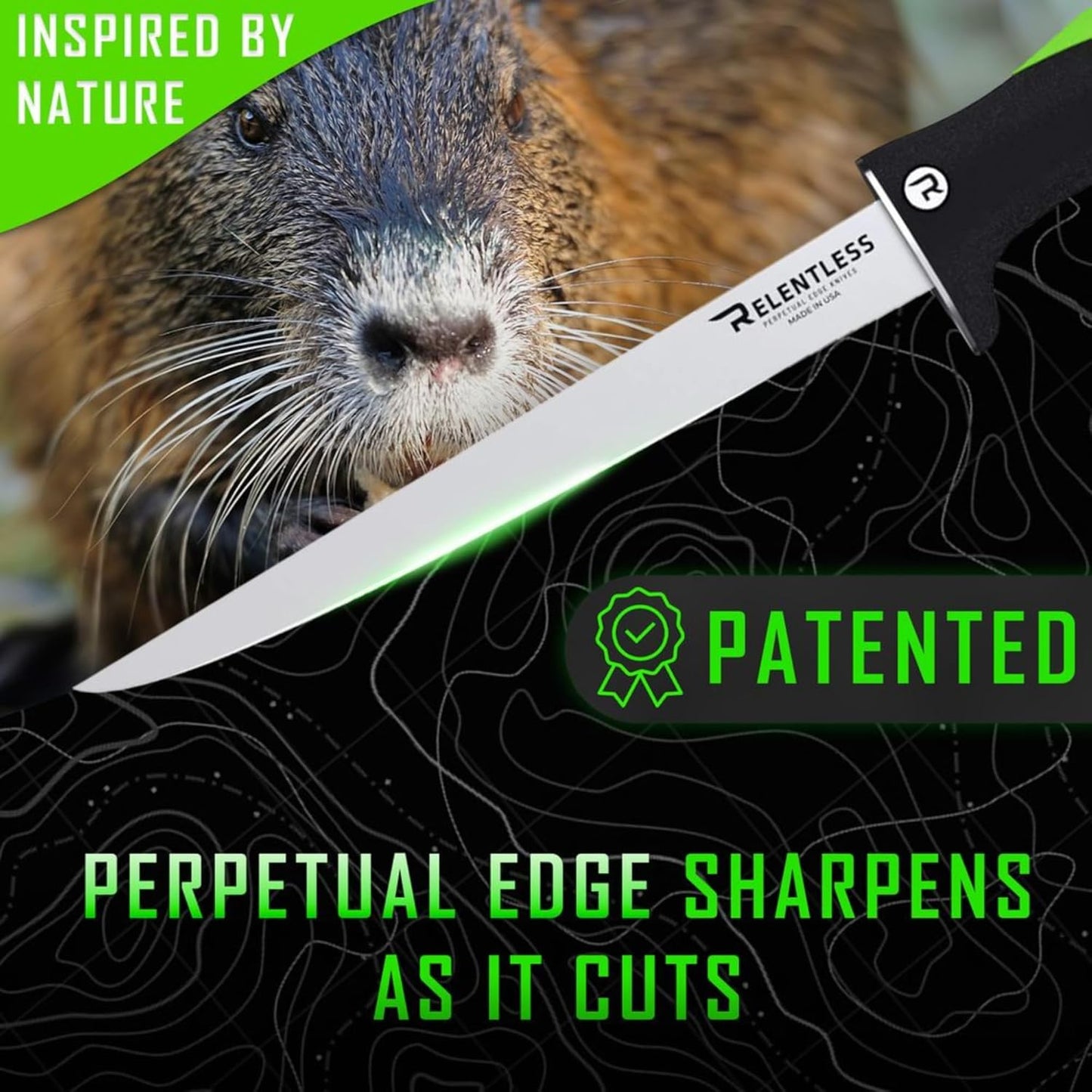Knives - True Self Sharpening Knife - Fillet Knife Fishing, with Curved Never Rust Blade and Perpetual Edge Sharpening Technology - 9 Inch