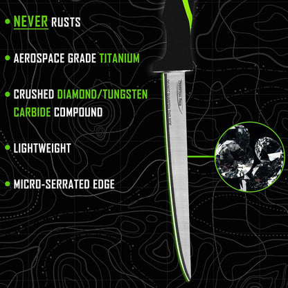 Knives - True Self Sharpening Knife - Fillet Knife Fishing, with Curved Never Rust Blade and Perpetual Edge Sharpening Technology - 9 Inch