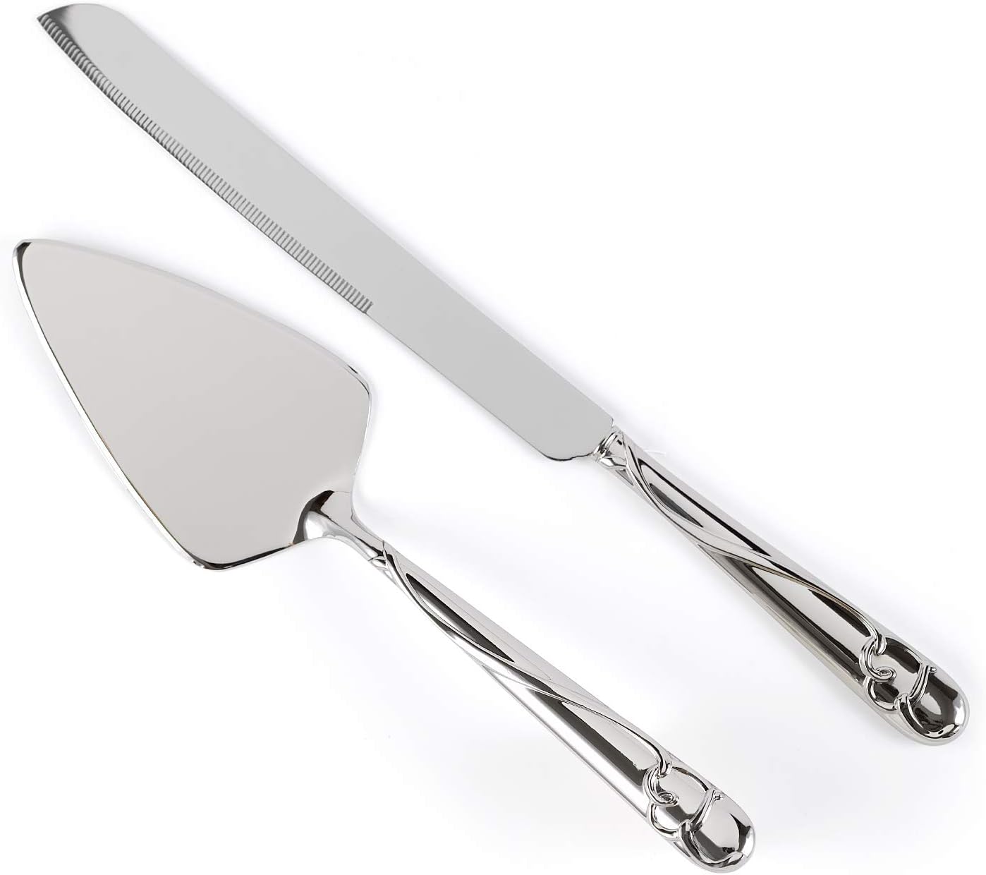 Wedding Silverplated Cake and Knife Serving Set, Graceful Heart