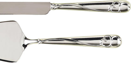 Wedding Silverplated Cake and Knife Serving Set, Graceful Heart