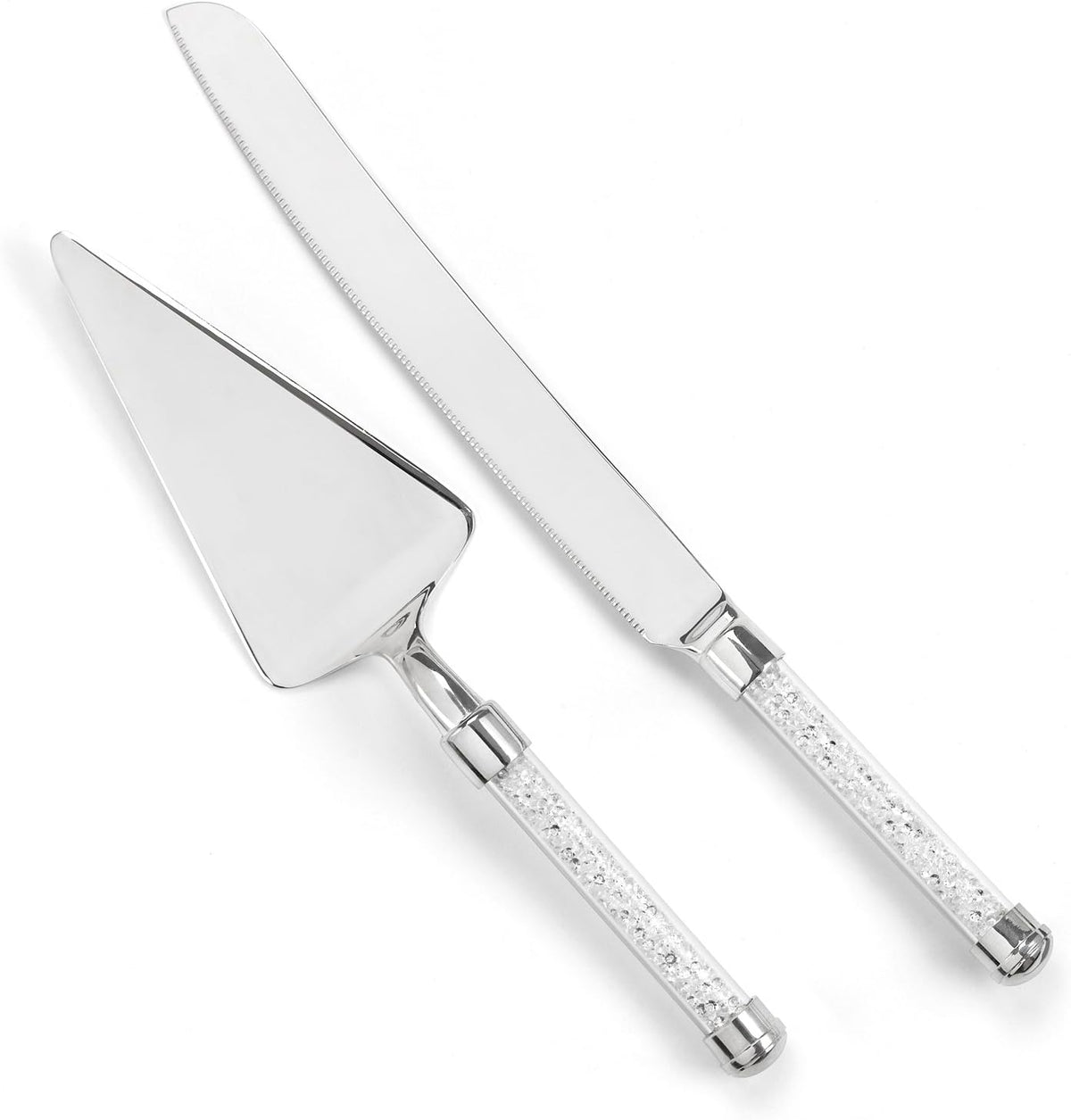 Wedding Silverplated Cake and Knife Serving Set, Graceful Heart