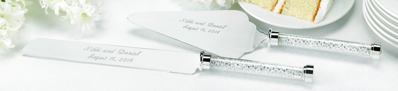 Wedding Silverplated Cake and Knife Serving Set, Graceful Heart