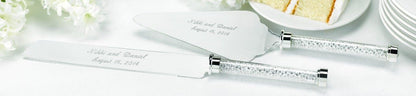Wedding Silverplated Cake and Knife Serving Set, Graceful Heart