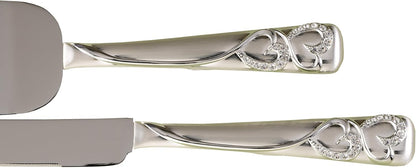 Wedding Silverplated Cake and Knife Serving Set, Graceful Heart