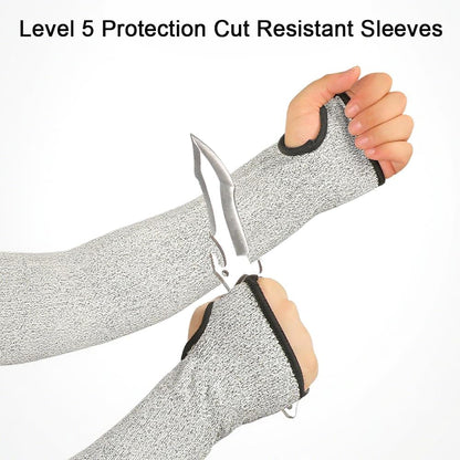 1 Pair Resistant Sleeves Arm Protectors with Thumb Hole and Hook Loop Welding Gardening Food Processing Pet Grooming