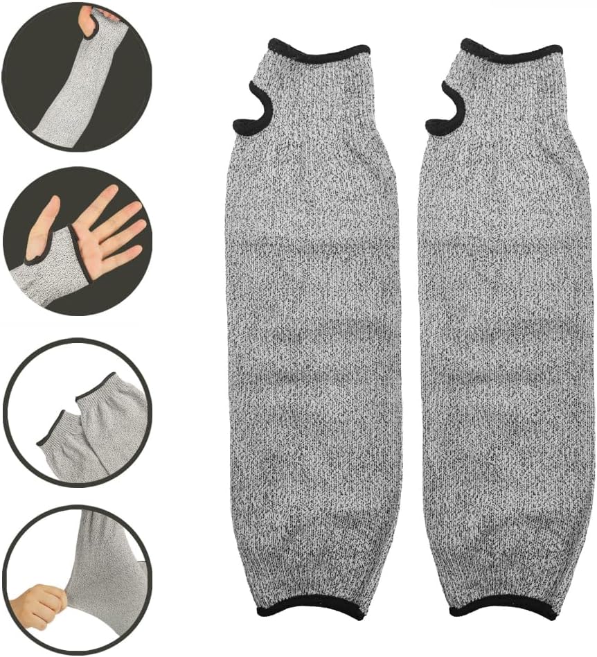 1 Pair Resistant Sleeves Arm Protectors with Thumb Hole and Hook Loop Welding Gardening Food Processing Pet Grooming