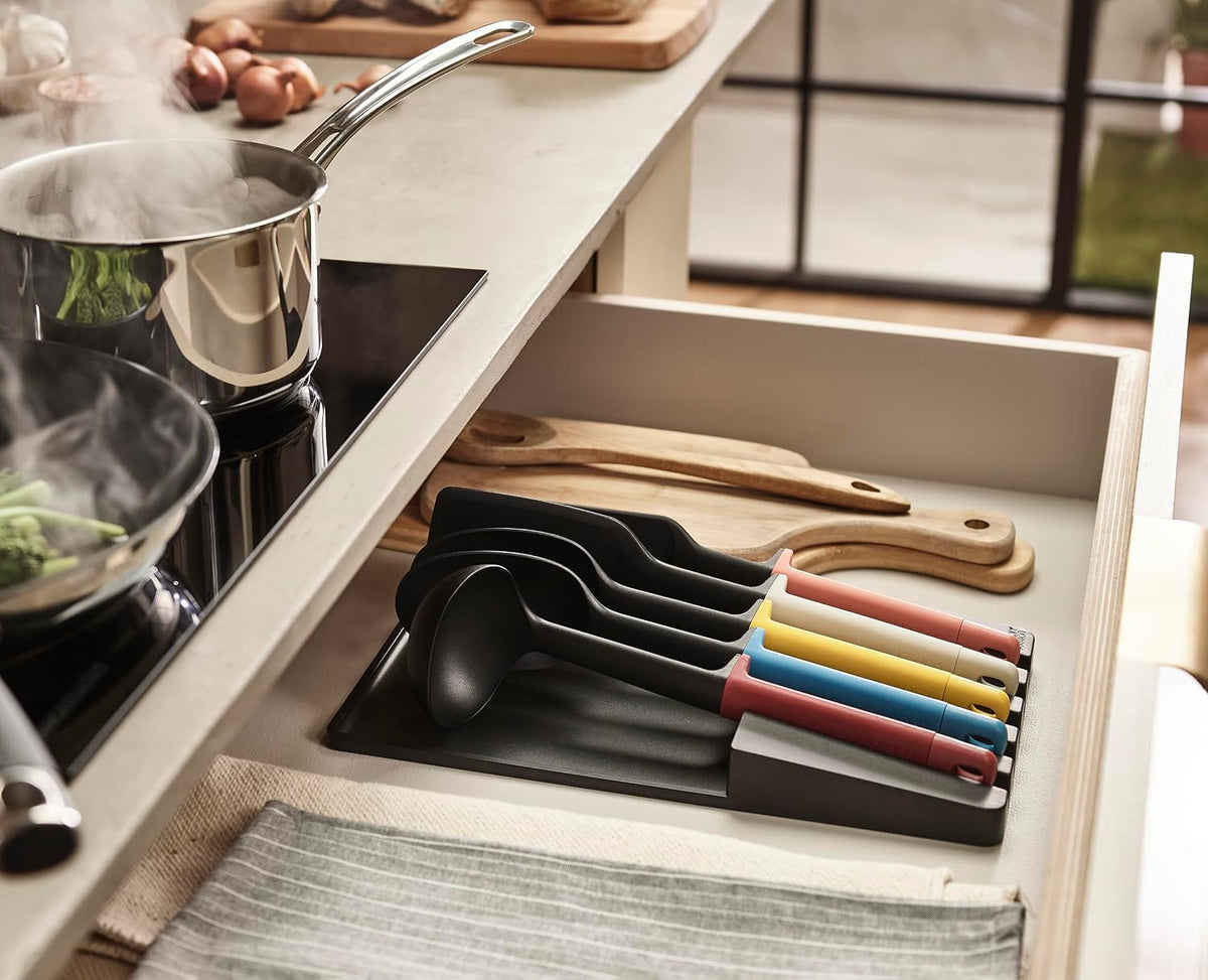 Elevate Your Cooking 10-piece Knife & Utensil Set with in-drawer storage trays
