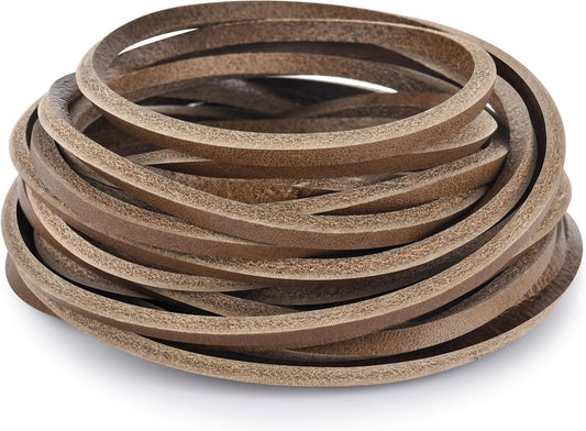 TeeLiy 3MM Flat Genuine Leather Cord - Natural Leather Lacing - Strip Cord Braiding String for Jewelry Making Shoe Lace Braided Bracelets Necklaces Handbags Knife Sheaths Veg Tan Greystone (5Yards)