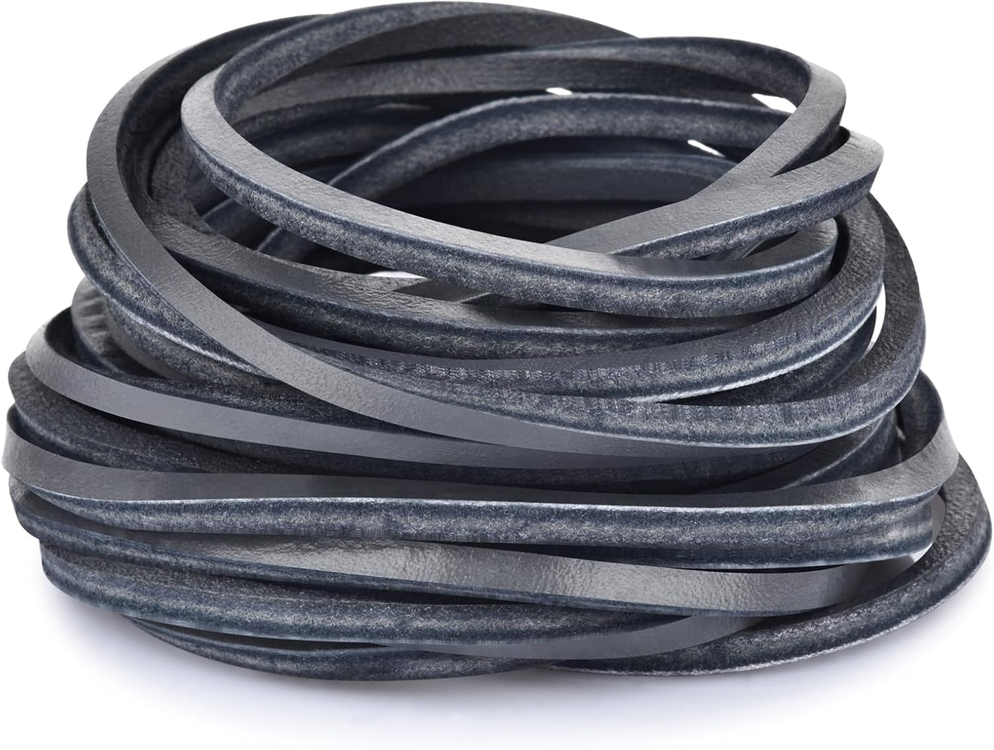 TeeLiy 3MM Flat Genuine Leather Cord - Natural Leather Lacing - Strip Cord Braiding String for Jewelry Making Shoe Lace Braided Bracelets Necklaces Handbags Knife Sheaths Veg Tan Greystone (5Yards)