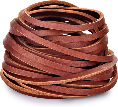 TeeLiy 3MM Flat Genuine Leather Cord - Natural Leather Lacing - Strip Cord Braiding String for Jewelry Making Shoe Lace Braided Bracelets Necklaces Handbags Knife Sheaths Veg Tan Greystone (5Yards)