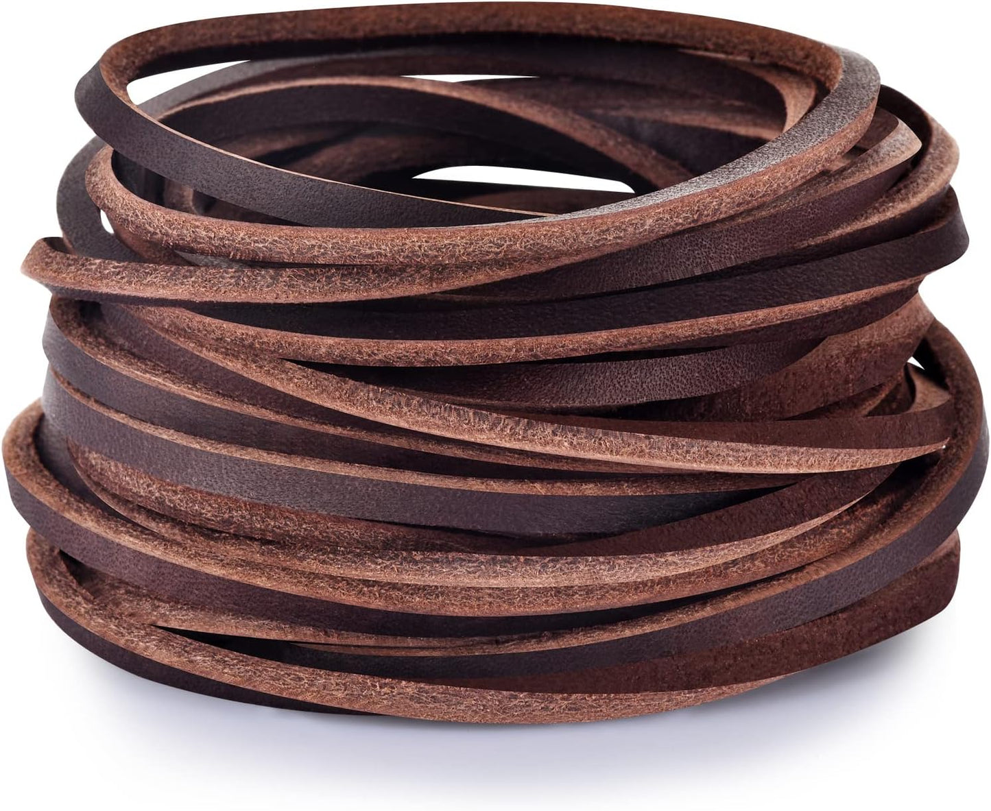 TeeLiy 3MM Flat Genuine Leather Cord - Natural Leather Lacing - Strip Cord Braiding String for Jewelry Making Shoe Lace Braided Bracelets Necklaces Handbags Knife Sheaths Veg Tan Greystone (5Yards)