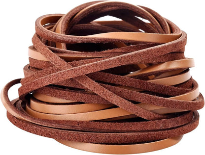 TeeLiy 3MM Flat Genuine Leather Cord - Natural Leather Lacing - Strip Cord Braiding String for Jewelry Making Shoe Lace Braided Bracelets Necklaces Handbags Knife Sheaths Veg Tan Greystone (5Yards)